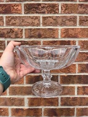 Clear Polish Crystal Pedestal Bowl - Elegant Centerpiece